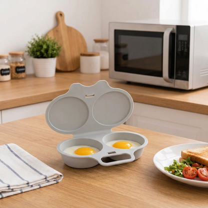 🥳2026 HOT SALE🥳💞50K+ SOLD! 🥗🎁 50% OFF! Microwave Egg Poacher——Dual‑cavity, non‑stick & easy clean. Healthier than frying – stock up & save! 🏠✅