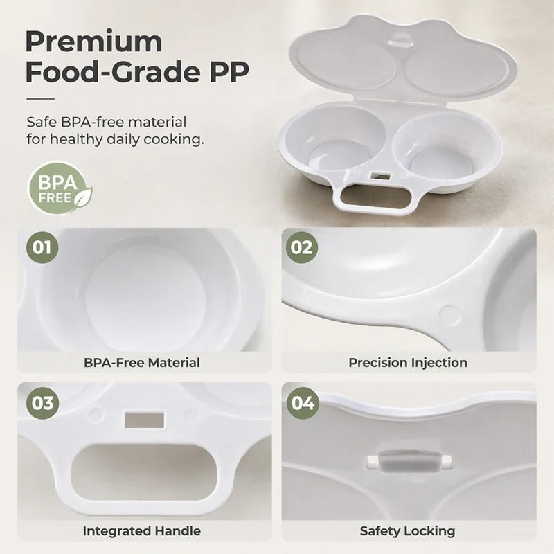 🥳2026 HOT SALE🥳💞50K+ SOLD! 🥗🎁 50% OFF! Microwave Egg Poacher——Dual‑cavity, non‑stick & easy clean. Healthier than frying – stock up & save! 🏠✅